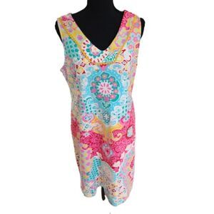 Talbots Women's Medallion Interlock Paisley Shift Dress Size MP